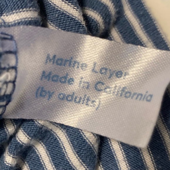 Marine Layer Men’s Short Sleeve Polo Shirt 2 Buttons Navy Stripe Size L/XL - Picture 9 of 11